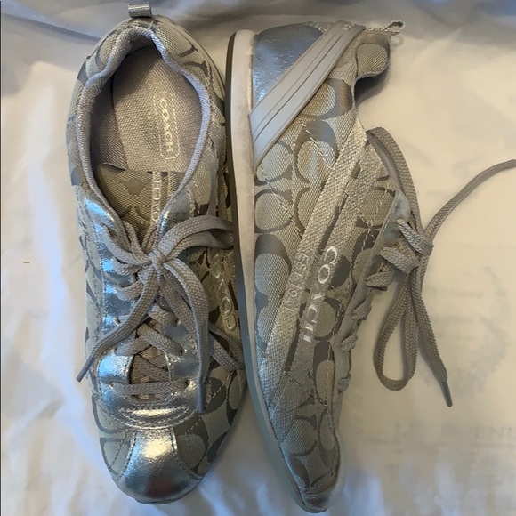 Coach Shoes - 😎 Coach metallic silver stylish sneakers.